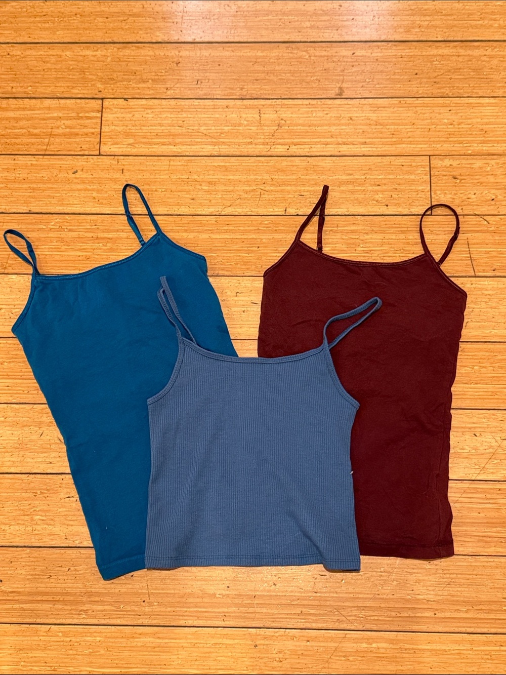 American Eagle Outfitters Aeropostale Cami Trio Burgundy, Teal, Slate Blue